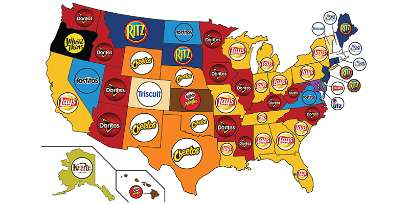 The U.s. Of Lay's: Each State's Most Recommended Snack Brand 