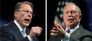 Bloomberg and LaPierre exchange fire